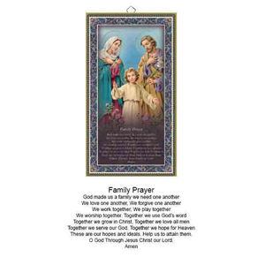 Gold Foiled Wood Prayer Plaque, FAMILY PRAYER, Crafted In Italy