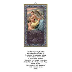 Gold Foiled Wood Prayer Plaque, MOTHER AND CHILD, Crafted In Italy