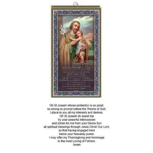 Gold Foiled Wood Prayer Plaque, SAINT JOSEPH, Crafted In Italy