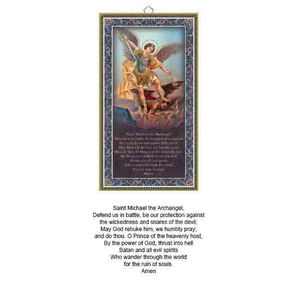 Gold Foiled Wood Prayer Plaque, SAINT MICHAEL, Crafted In Italy