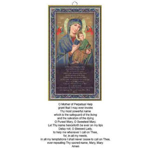 Gold Foiled Wood Prayer Plaque, OUR LADY PERPETUAL HELP, Crafted In Italy