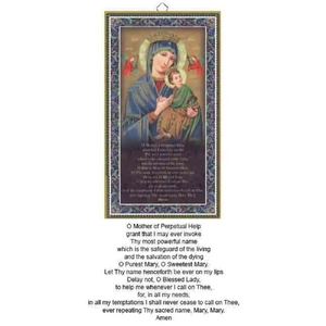 Gold Foiled Wood Prayer Plaque, OUR LADY PERPETUAL HELP, Crafted In Italy
