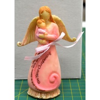 Angel Holding Girl, Christening Angel Statue, 100 x 65mm, Beautiful Gift Item, New and boxed