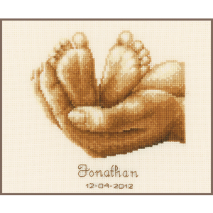 Vervaco LITTLE FEET Birth Record Counted Cross Stitch Kit PN-0011671