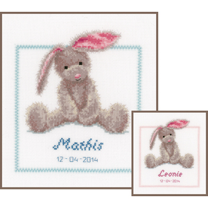 Vervaco CUTE BUNNY Birth Record Counted Cross Stitch Kit PN-0144493