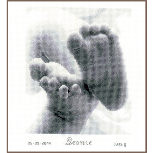 Vervaco LITTLE BABY FEET Birth Record Counted Cross Stitch Kit PN-0149170