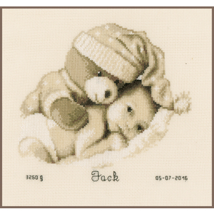 Vervaco BABY & TEDDY Birth Record Counted Cross Stitch Kit PN-0155574