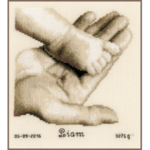 Vervaco BABY FOOT ON HAND Birth Record Counted Cross Stitch Kit PN-0156487