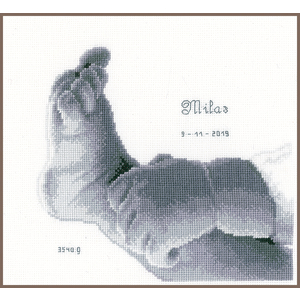 Vervaco LITTLE BABY FOOT Birth Record Counted Cross Stitch Kit PN-0158042