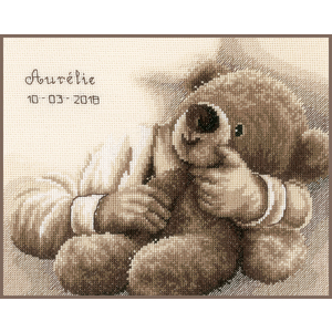 Vervaco TEDDY BEAR Birth Record Counted Cross Stitch Kit PN-0163748