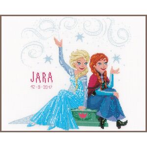 Vervaco DISNEY SISTERS FOREVER Birth Record Counted Cross Stitch Kit PN-165884