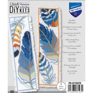 Vervaco BLUE FEATHERS Pair Bookmarks Counted Cross Stitch Kit PN-0170379