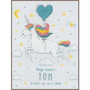 Vervaco MAGIC UNICORN Birth Record Counted Cross Stitch Kit PN-0172820
