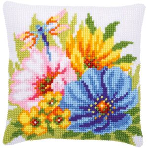Vervaco COLOURFUL SPRING FLOWERS Cross Stitch Cushion Kit 40cm x 40cm PN-0184985