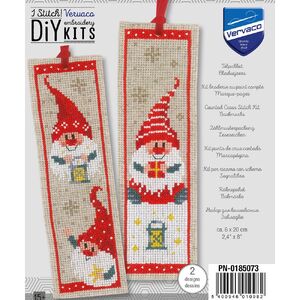 Vervaco CHRISTMAS GNOMES Pair Bookmarks Counted Cross Stitch Kit PN-0185073