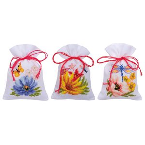 Vervaco COLOURFUL FLOWERS Counted Cross Stitch Bag Kit PN-0185083
