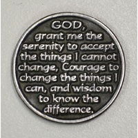 SERENITY Pocket Token With Message / Prayer 31mm Diameter Metal