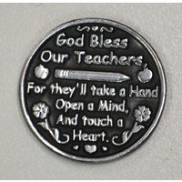 TEACHERS BLESSING... Pocket Token With Message 31mm Diameter Metal