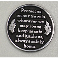 ST CHRISTOPHER, PATRON OF TRAVELERS, Pocket Token With Message 31mm Diameter