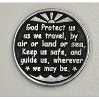 TRAVELLERS PRAY... Pocket Token With Message / Prayer 31mm Diameter Metal