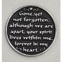 IN LOVING MEMORY.. Pocket Token With Message / Prayer 31mm Diameter Metal