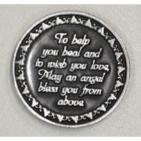 GET WELL... Pocket Token With Message / Prayer 31mm Diameter Metal