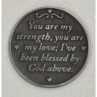MY WIFE, MY BEST FRIEND, Pocket Token With Message / Prayer 31mm Diameter Metal