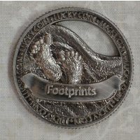Open Lucky Coin, FOOTPRINTS, 35mm Diameter, Zinc Alloy