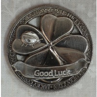 Open Lucky Coin, GOOD LUCK, 35mm Diameter, Zinc Alloy
