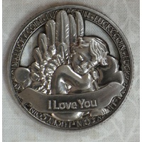 Open Lucky Coin, I LOVE YOU ANGEL, 35mm Diameter, Zinc Alloy