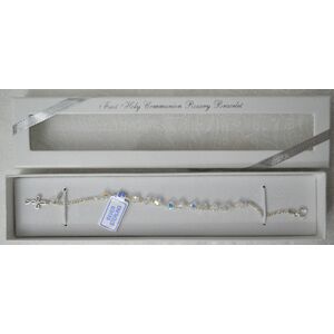 925 Sterling Silver, Made With Swarovski Crystals Holy Communion Rosary Bracelet