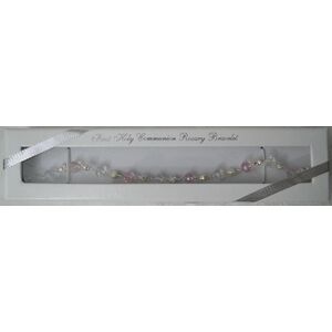 Glass Bead First Holy Communion Rosary Bracelet, Miraculous Medal
