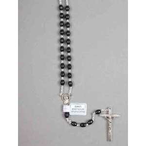 BLACK Rosary, 46cm Overall, Quadruple Interlock Links, Great First Rosary