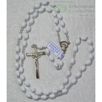 WHITE Rosary, 46cm Overall, Quadruple Interlock Links, Great First Rosary