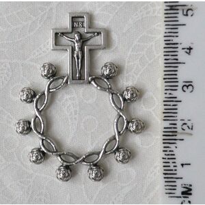Metal Rosary Ring, Silver Tone RR113S