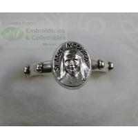 St Mary MacKillop Rosary Ring 17mm (internal), Silver Tone Metal