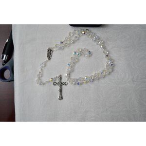Rosary, (925) Sterling Silver Swarovski Crystals Gift Boxed, Made In Italy