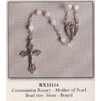 Mother Of Pearl Communion Rosary Bead Size 5mm, Boxed "My First Holy Communion"