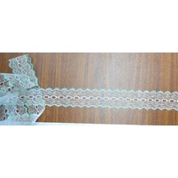 MINT WHITE 37mm Iridescent Feather Edge Eyelet Lace, Per metre