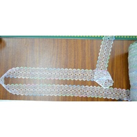 MULTICOLOUR WHITE 37mm Iridescent Feather Edge Eyelet Lace, Per metre