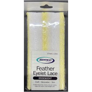 Semco LEMON Iridescent Feather Edge Eyelet Lace, 37mm x 15m