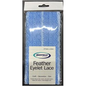 Semco SAXE BLUE Feather Edge Eyelet Lace, 37mm x 15m