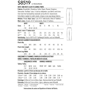 Boys' & Men's Slim Fit Lounge Trousers, Boys S - L Mens XS - XL Pattern 8519