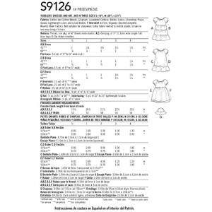 Simplicity Sewing Pattern S9126 Toddlers' Dresses AA Sizes 1/2-1-2