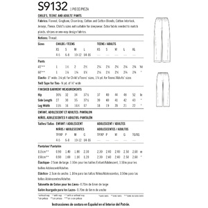 Simplicity Sewing Pattern S9132 Unisex Sleepwear Simplicity Sewing Pattern 9132