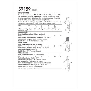 Simplicity Sewing Pattern S9159 Babies' Animal Costumes Simplicity Sewing Pattern 9159