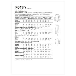 Simplicity Sewing Pattern S9170 Men's Tuxedo Costumes Simplicity Sewing Pattern 9170