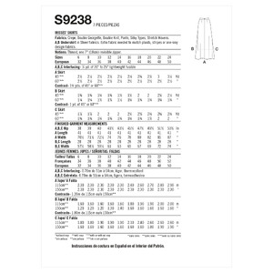 S9238 MISSES' SKIRTS Simplicity Sewing Pattern 9238