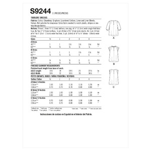 S9244 TODDLERS' DRESSES Simplicity Sewing Pattern 9244