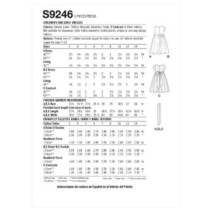 S9246 CHILD & GIRL DRESSES Simplicity Sewing Pattern 9246 (SZ 7-14)